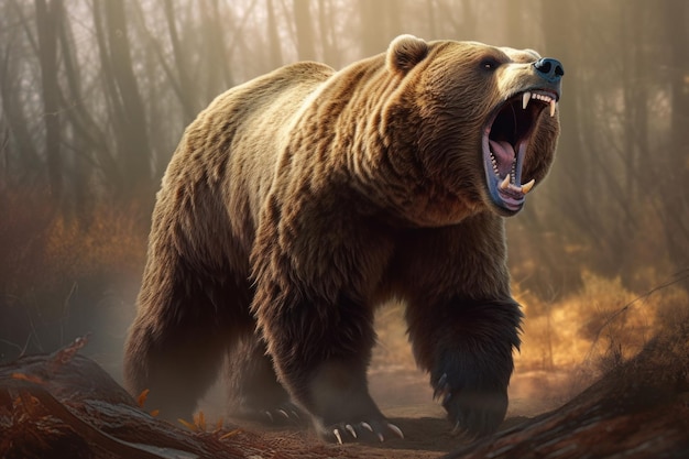 Angry grizzly Forest nature animal Generate Ai