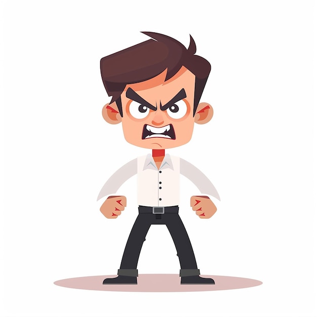 Photo angry man on white flat design