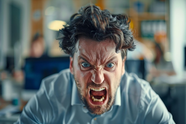 Photo angry nervous office worker generative ai