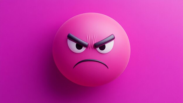 Angry purple emoticon with black eyes bro and big white and black eyes on purple background