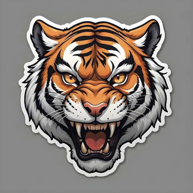 Photo angry tiger sticker vector for bold company logo design