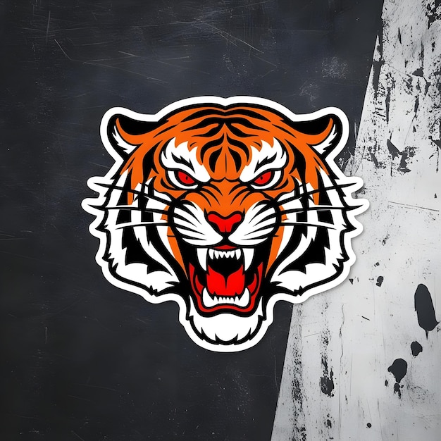 Photo angry tiger sticker vector for bold company logo design