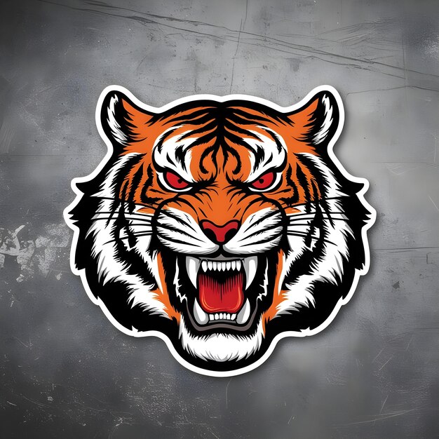 Photo angry tiger sticker vector for bold company logo design