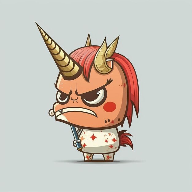 Photo angry unicorn vector illustration