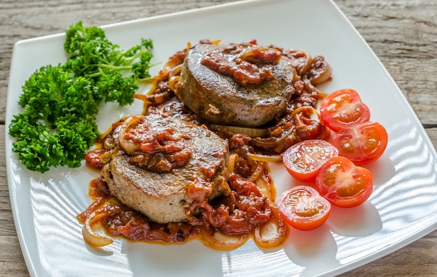 Angus Beef Steaks With Roasted Tomato Sauce