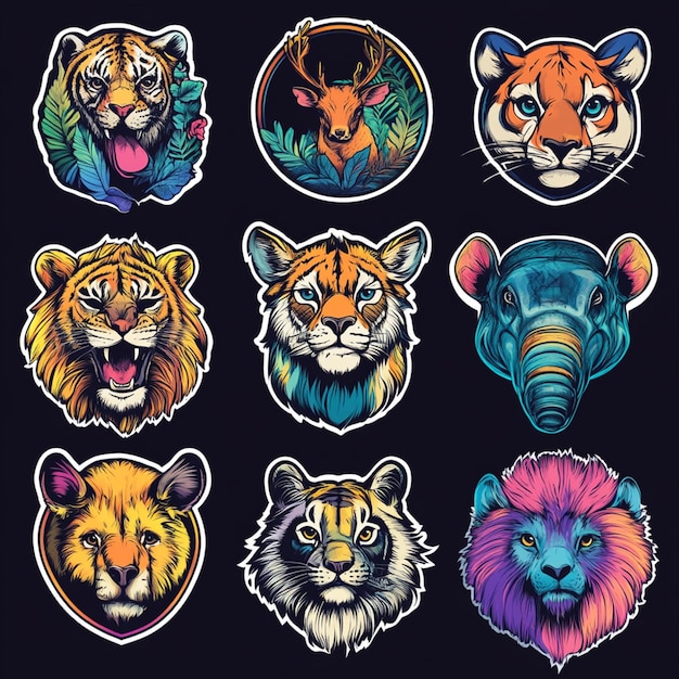 animal character sticker design