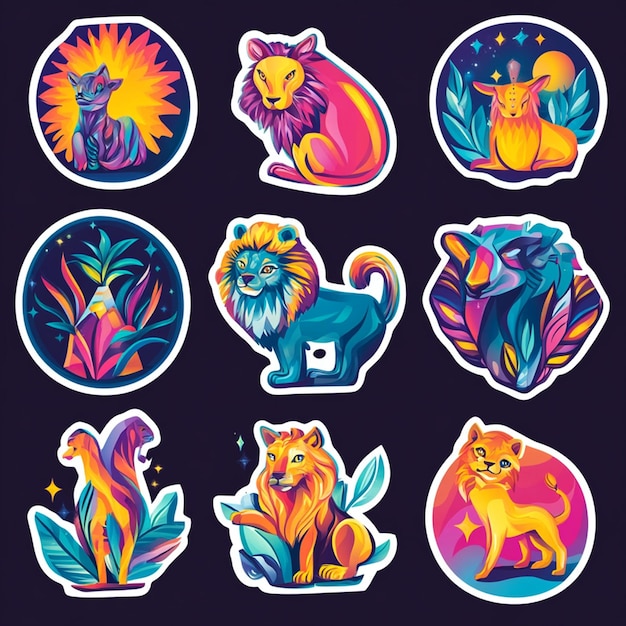 Photo animal character sticker design