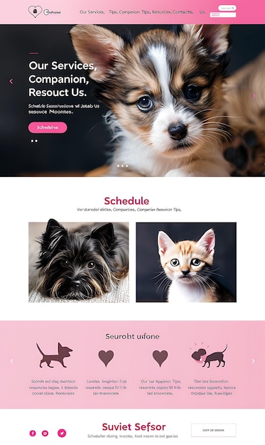 Photo animal companionship with fade out text effects asymmetrical wild animals and pets web layout idea