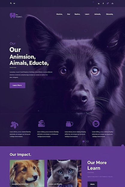 Photo animal education with gradient background effect elegant dee wild animals and pets web layout idea