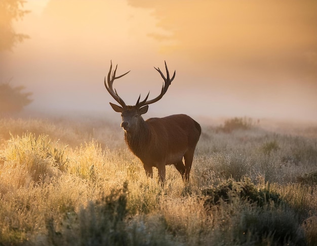 Photo animal on the forest meadow wildlife scene in europe majestic powerful adult in forest