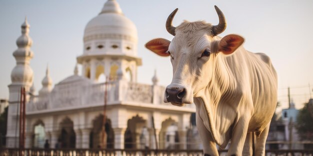 animal qurban in front of mosque