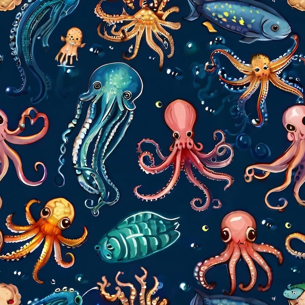 Animal sea deep ocean octopus Leonardo ai generation