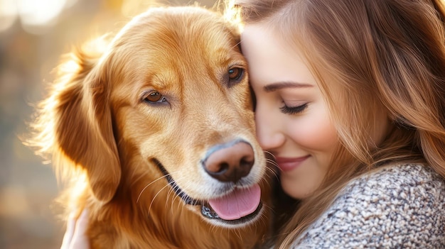 Photo animalhuman friendship showing pets and their owners sharing loving moments