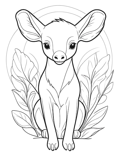 Animals coloring page outline white color white background ai generated