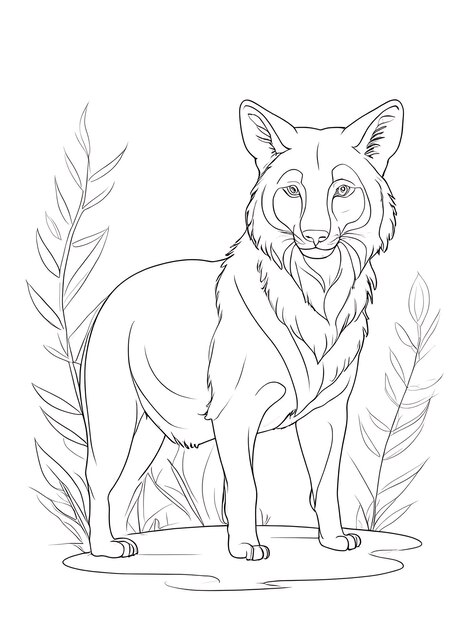 Animals coloring page outline white color white background ai generated