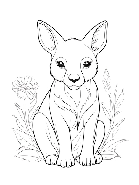 Animals coloring page outline white color white background ai generated