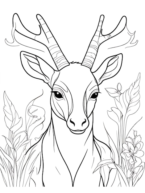 Animals coloring page outline white color white background ai generated