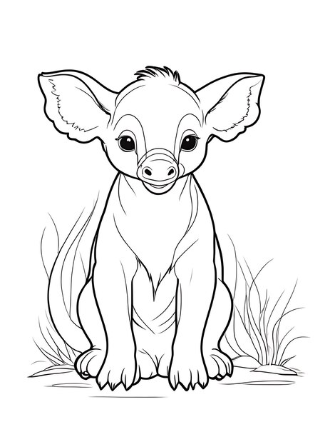 Animals coloring page outline white color white background ai generated