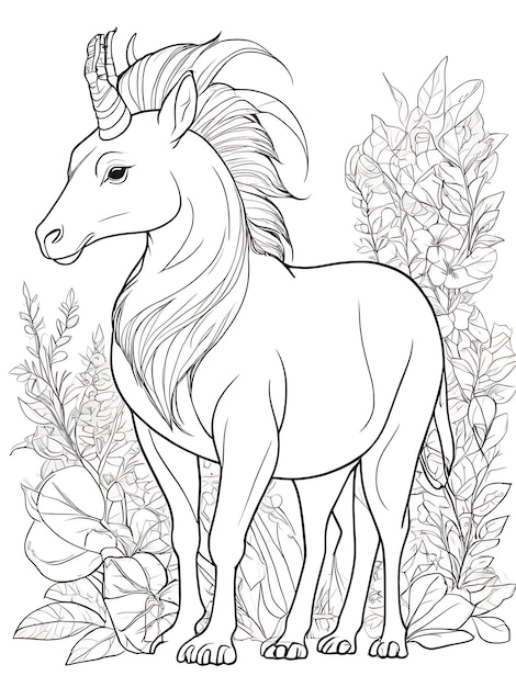 Animals coloring page outline white color white background ai generated