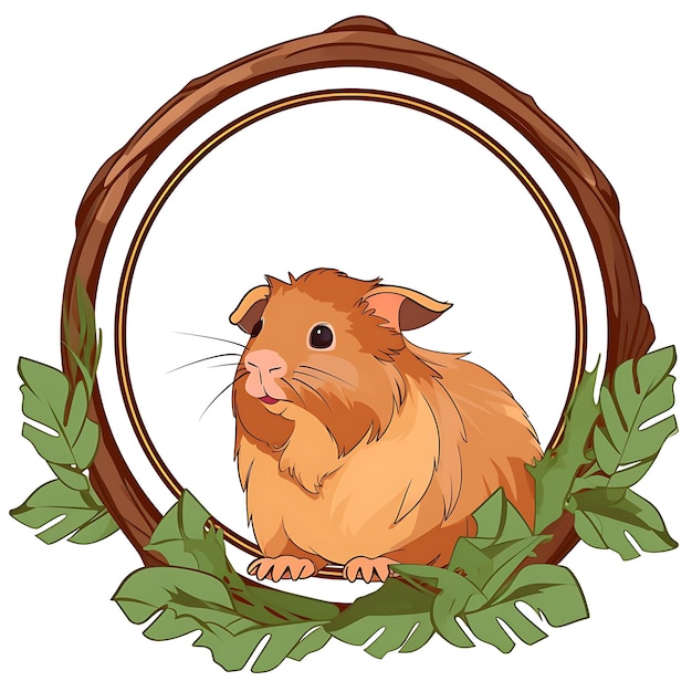 Animals Frame of Adorable Abyssinian Guinea Pig Designed in the Shap 2D cute creative design