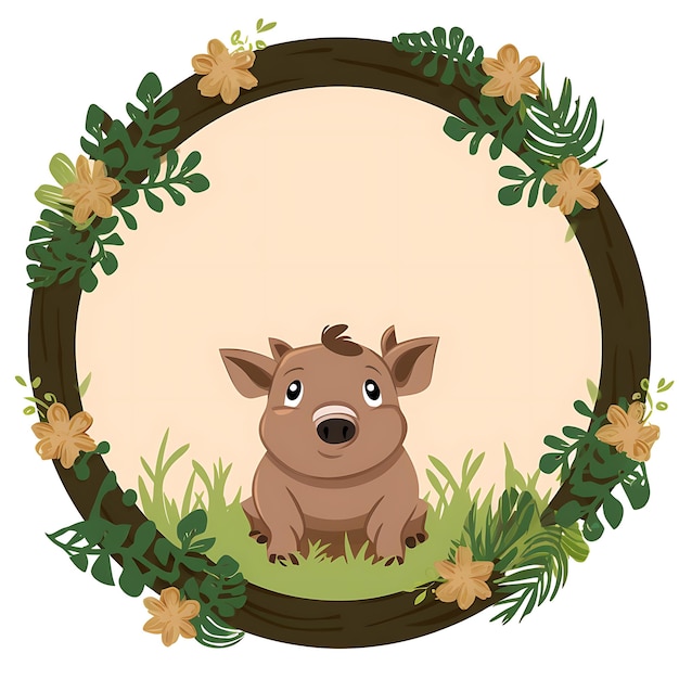 Animals Frame of Baby Wild Boar Create a Frame Mimicking the Chubby 2D cute creative design