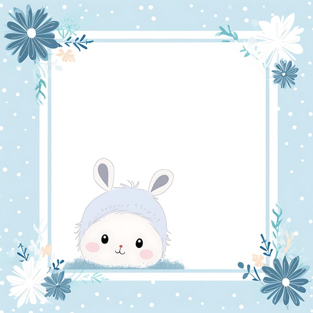 Animals Frame of Cuddly Meadow Dwelling Bunny Creatively Mirroring a 2D cute creative design