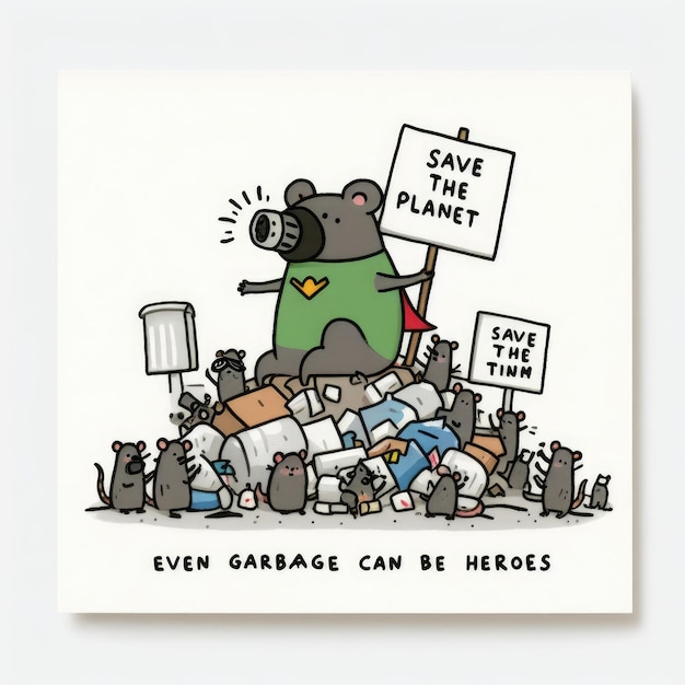 animals among garbageSave animals environmental problems background image