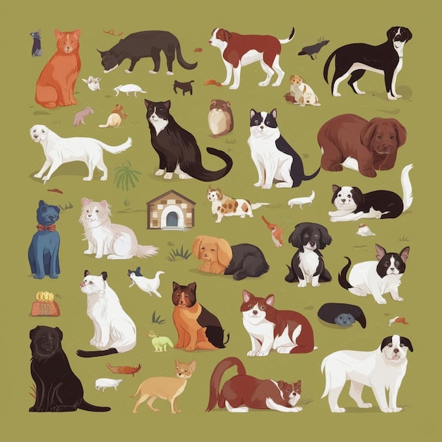 Photo animals pets vectors of common household pets