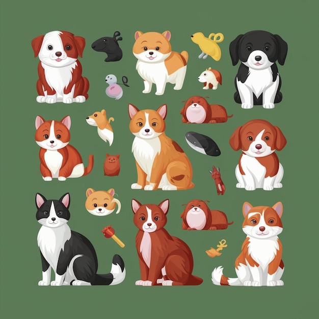 Animals Pets Vectors of common household pets