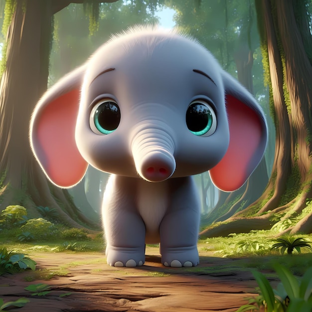 Animals with Forest background cute Disney Pixar style