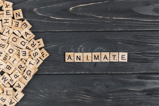 Animate word on wooden background