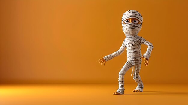 Photo animated 3d cartoon mummy walking with outstretched arms for halloween decor and