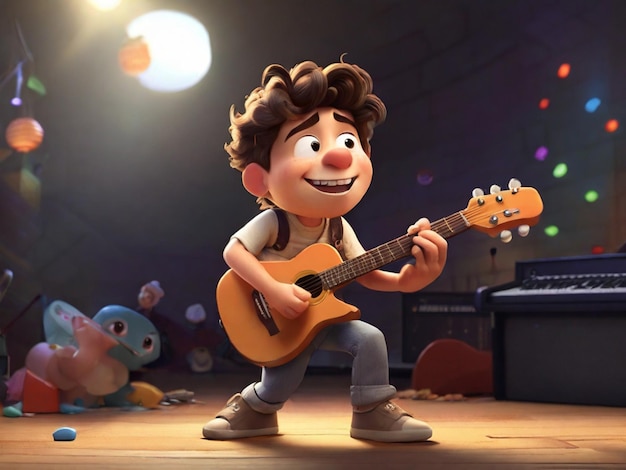 animated cartoons and playing guitar