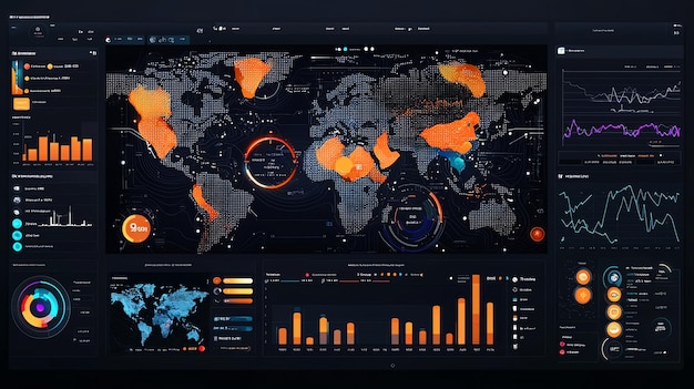 Photo animated dashboard with realtime website traffic visualization