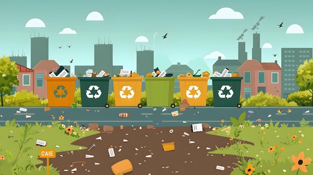 Animated Diagram of Efficient Waste Reduction Techniques for Environmental Conservation