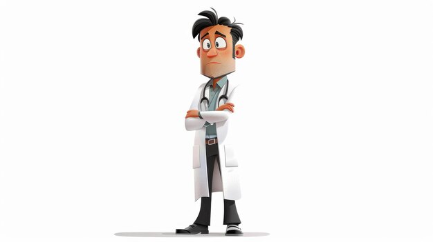 Photo animated doctor character standing with arms crossed