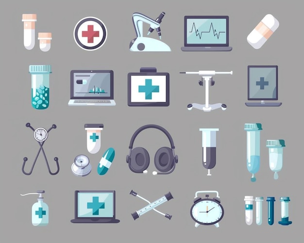 Photo animated medical devices and icons in a modern design