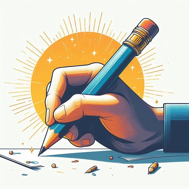 Animated Pencil on a Blank Page