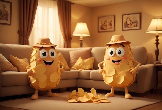 Photo animated potato chip characters