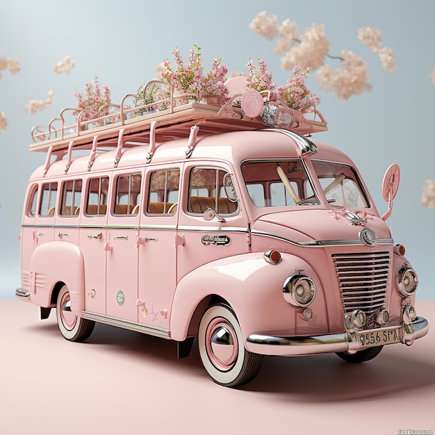 Animated vintage transport in pink