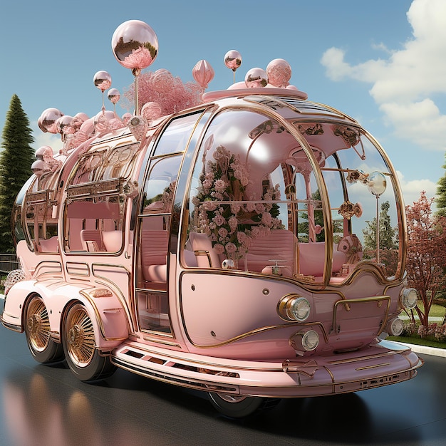 Animated vintage transport in pink