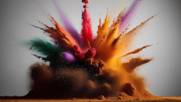 Photo animation of color powder explosion on black background creates vibrant artistic energy