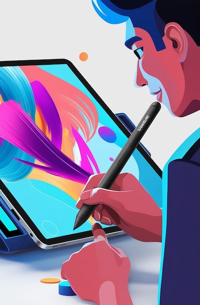 Photo animation of a digital artist using a tablet