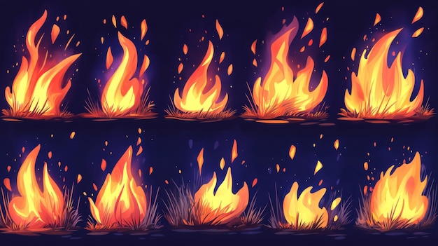 Animation of Various Stages of Fire