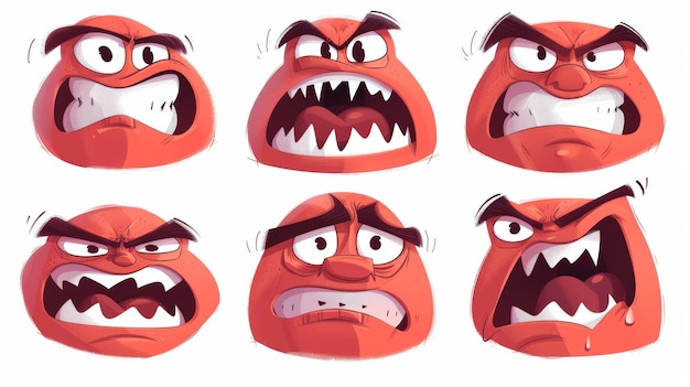 Animations depicting anger laughter sadness crying fear anger and other emotions in cartoons Illustrations