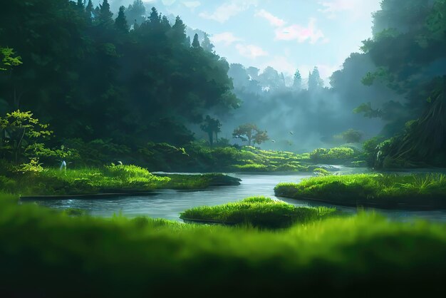 Anime Art Style Nature Environment Concept Art Illustration Background Image