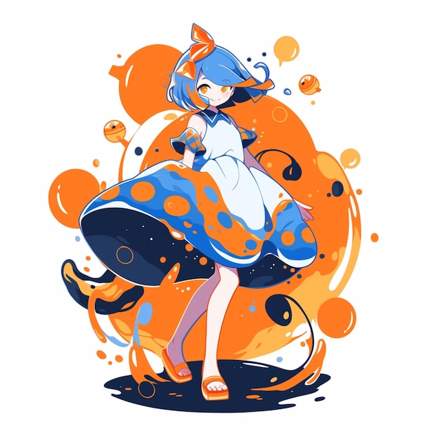 anime character with a blue dress and a cat hat generative ai