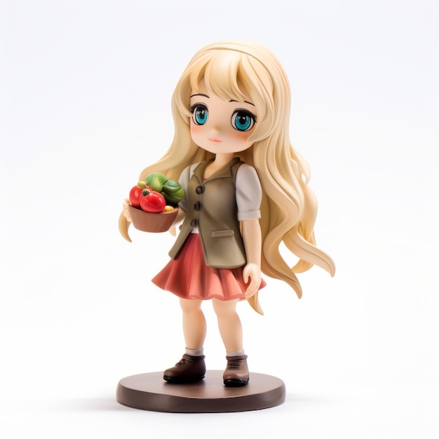 Anime Collectible Figurine Girl Holding Fruit In High Resolution Style