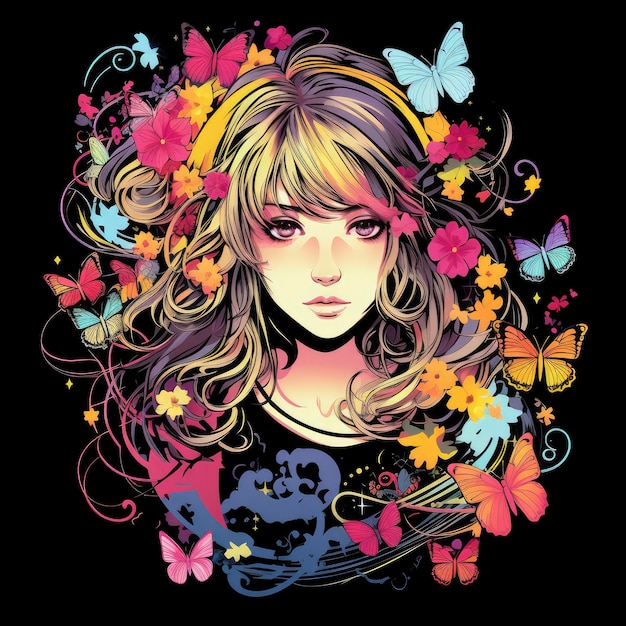 Anime Fairy 2 Fauvism Flat Design Monochromat