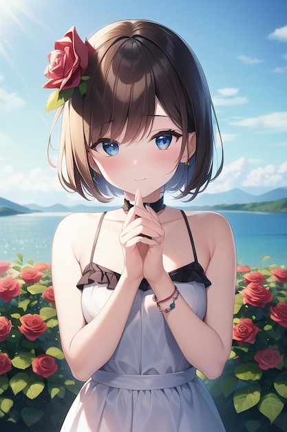 Anime girl with a flower on her head